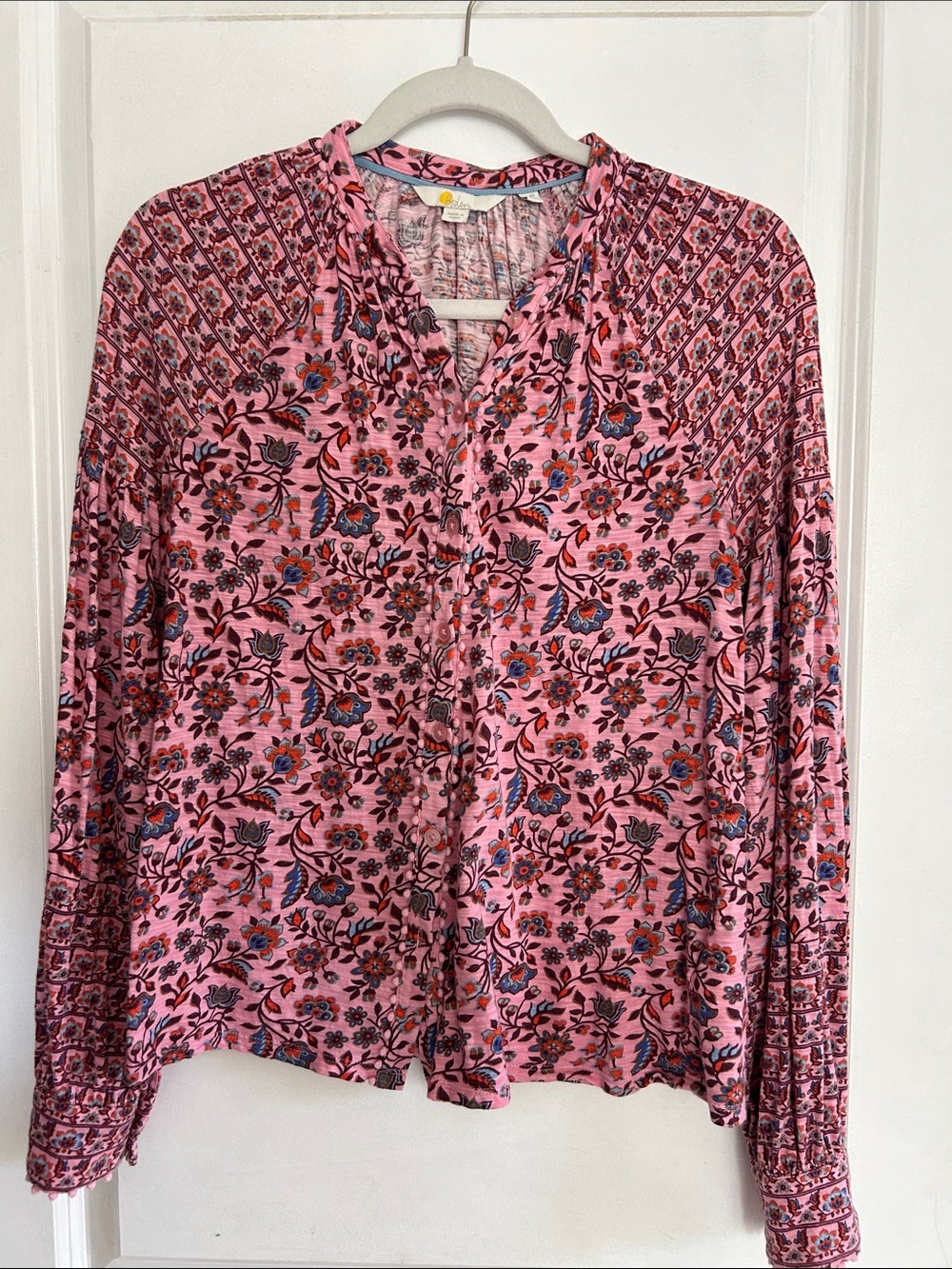 Boden Pink Floral Button-Front Blouse size 4R